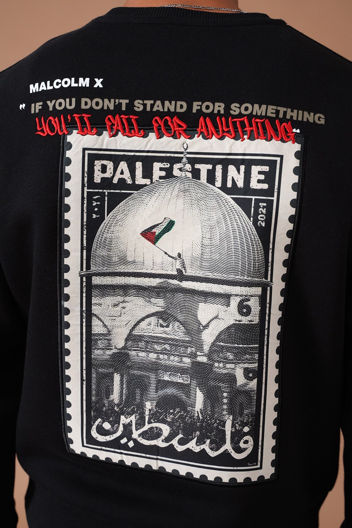 Sweat brodé Malcolm X Palestine